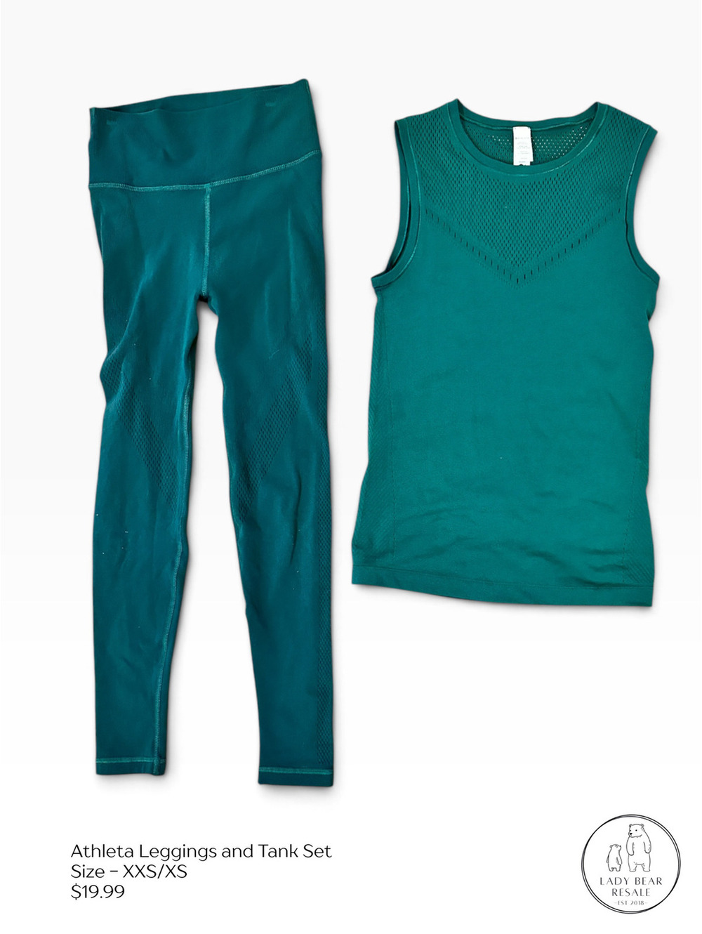 Athleta Green Leggings and Tank Set - Size XXS/XS